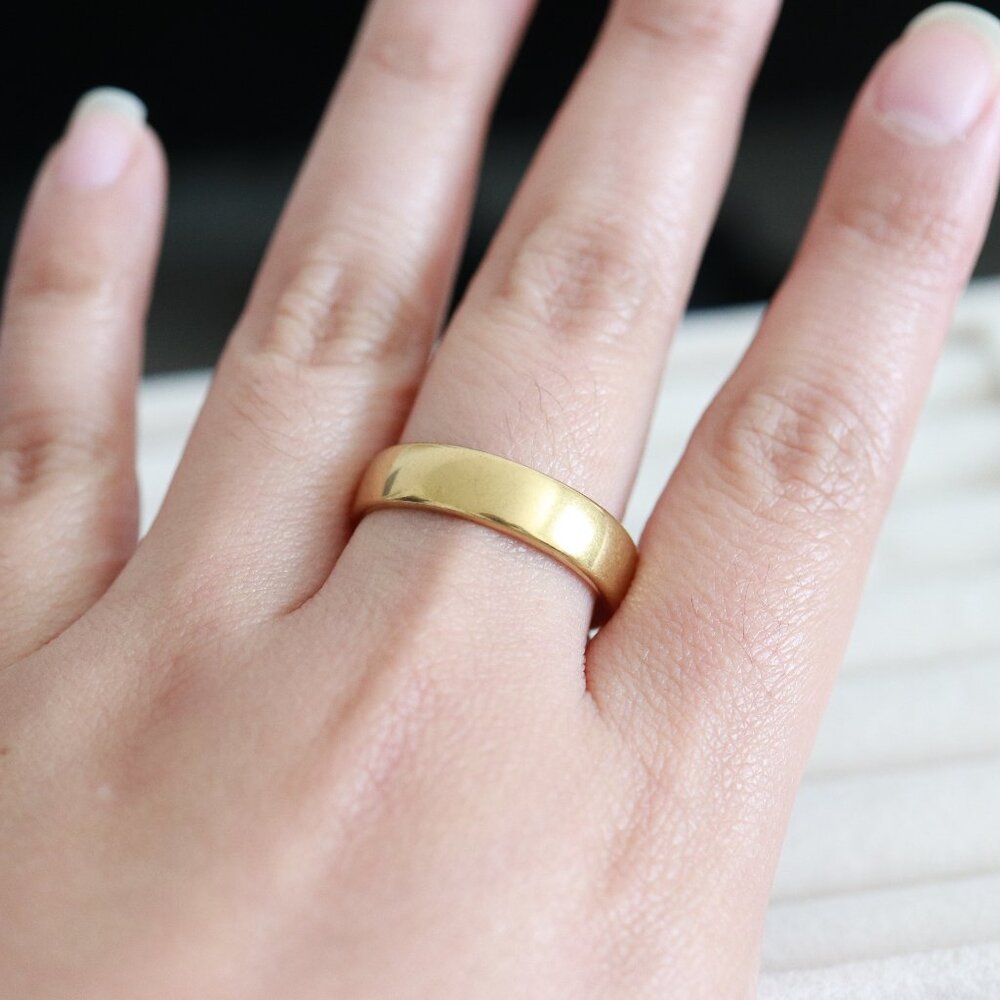 GD1 6mm Men/Women Round Edge 18K Gold Plated Wedding Band Ring Stainless Steel